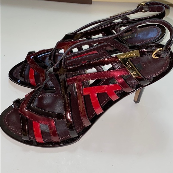 Louis Vuitton open toe red heels size: 37 1/2 - Picture 11 of 14